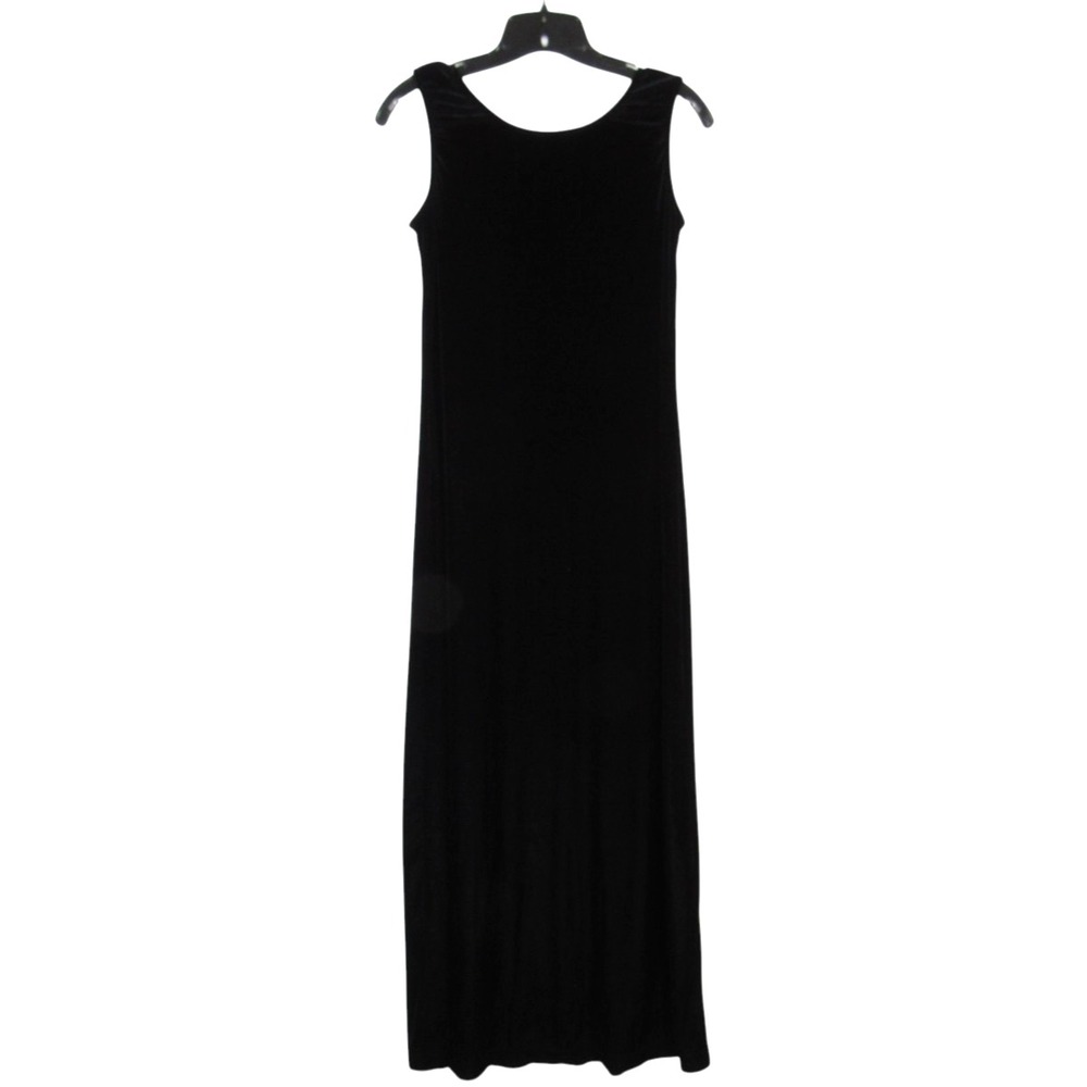 VTG CAROL ANDERSON Black VELOUR Sleeveless EVENING Maxi Shift Dress Sz 8